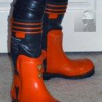 Orange and Black Rubber Boots