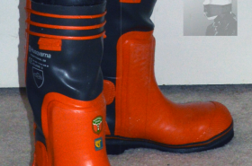 Orange and Black Rubber Boots